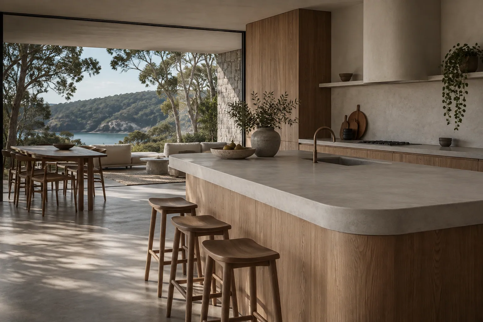Illustrative concrete benchtop project in an Australian setting